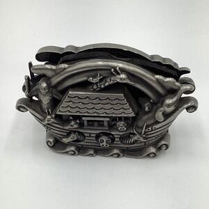 Vintage Noahs Ark Paperweight/Card Holder Pewter‎ Metal Religious Collectible